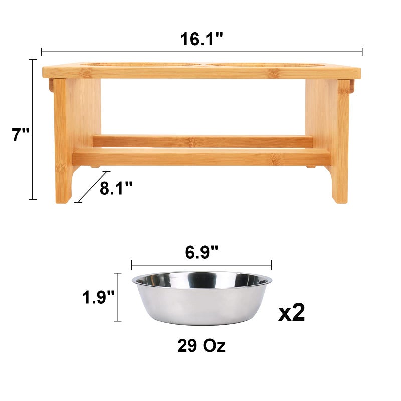 HTB Elevated Dog Bowls,Raised Dog Bowl Stand with 2 Stainless Steel Bowls,Elevated Raised Dog Bowls for Large Medium Small Sized Dogs - Image 5